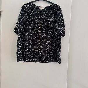 Michael Kors Black Floral Blouse